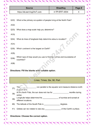 Grade 4, Science - Earth Mock Test Paper, printable PDF, instant download (page 4)