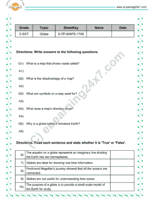 Maps test papers for grade 5 social science
