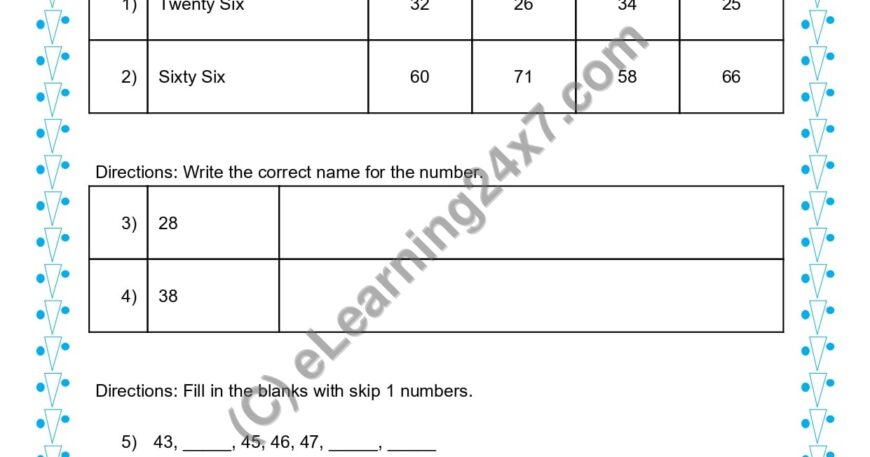 Grade 1, Maths - Number System Mock Test Paper, printable PDF, instant download